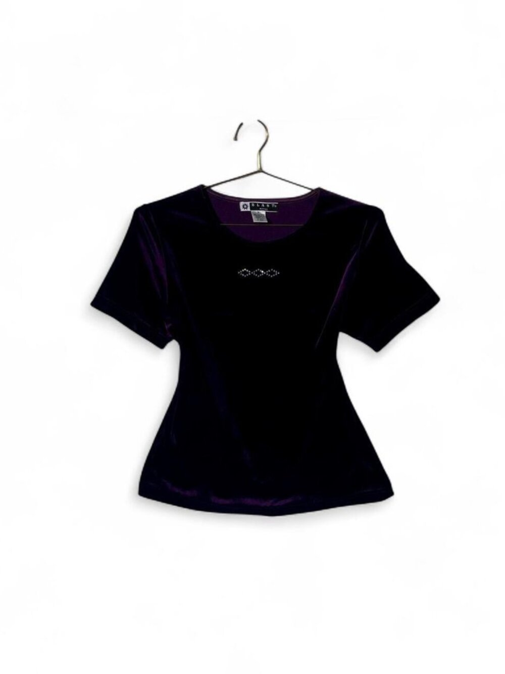 Vintage 90s Purple Velvet Rhinestone Fitted Top – Blast Petites Size S